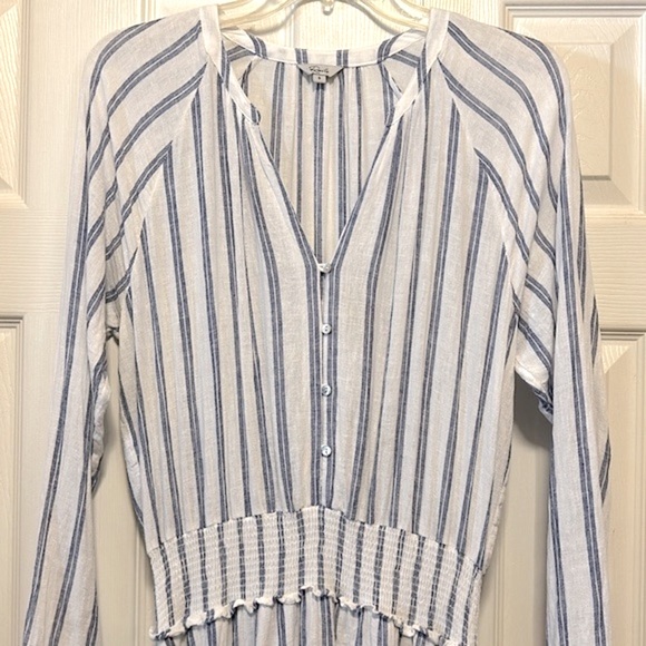 Rails Jasmine Linen-Blend Shirt Dress Blue Villa - Size Small - Picture 5 of 10